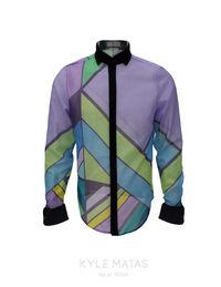 LONG SLEEVE SEMI-TRANSPARENT SLIM FIT MEN'S SHIRT